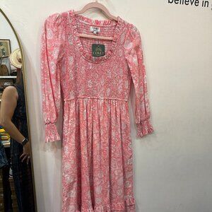Pink City Prints Pink Long Sleeve Women's Dress